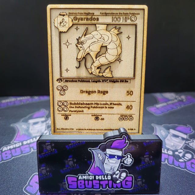 Carta Pokémon Multistrato in Legno - Gyarados