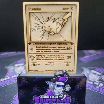 Carta Pokémon Multistrato in Legno - Pikachu
